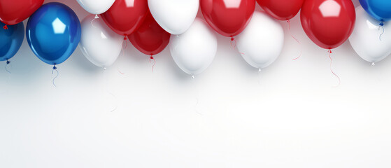 Banner for US independence day with copy space for text. With  color of  American flag  balloons.