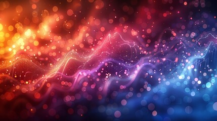 Abstract colorful light particles wave - obrazy, fototapety, plakaty