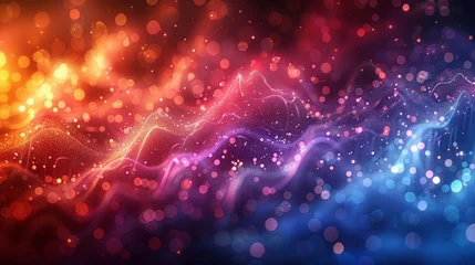 Rolgordijnen Abstract colorful light particles wave © iVGraphic
