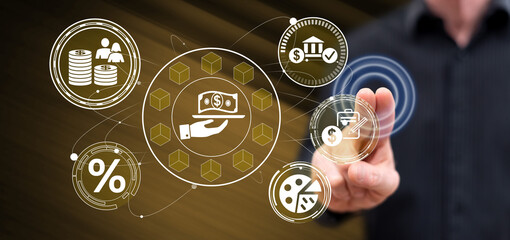 Man touching a personal loan concept