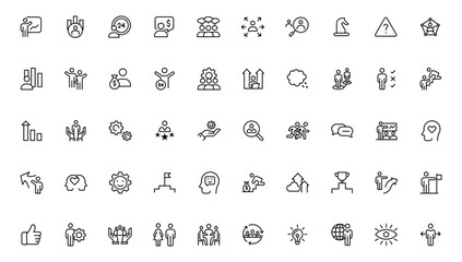 People and teamwork line icons collection. Big icon set in a flat design. Thin outline icons pack