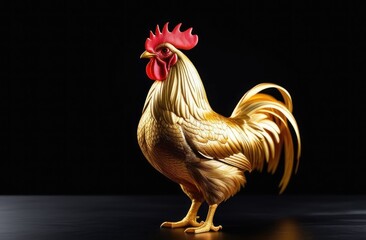 golden rooster on a black background.