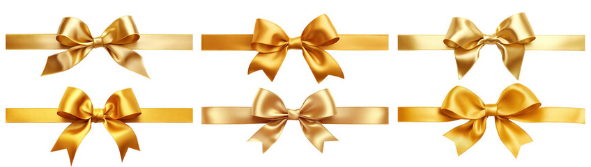 Set of golden ribbons and bows, cut out