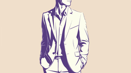 A man wearing an expensive suit. Tuxedo oneline draw