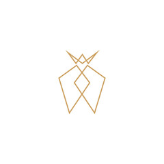 Tooth logo with luxury gold Crown in linear design style