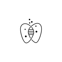 tooth logo with dna combination in line art design style
