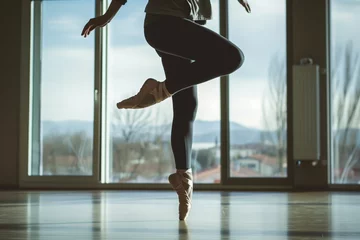 Türaufkleber Tanzschule person in casual clothes practicing ballet positions