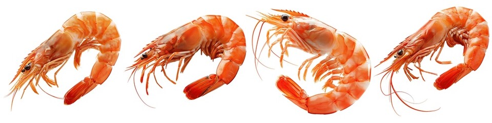 Fototapeta premium Set of shrimp isolated on transparent background