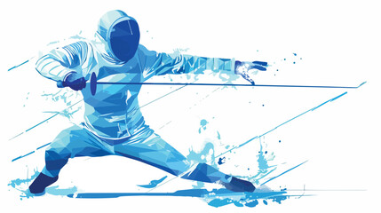 Abstract Sabre Fencer. Crystal ice effect flat vector