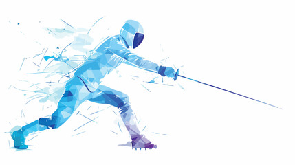 Abstract Sabre Fencer. Crystal ice effect flat vector