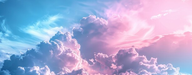 Pastel Dreamscape: Cotton Candy Clouds Adorning a Serene Sky - Generative AI - obrazy, fototapety, plakaty