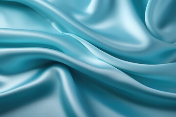 Obraz premium Closeup of rippled one blue color silk fabric Whole background Abstract background, AI generated