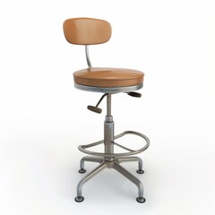 3D Render of a adjustable-height drafting stool with a swivel seat, on isolated white background, Generative AI