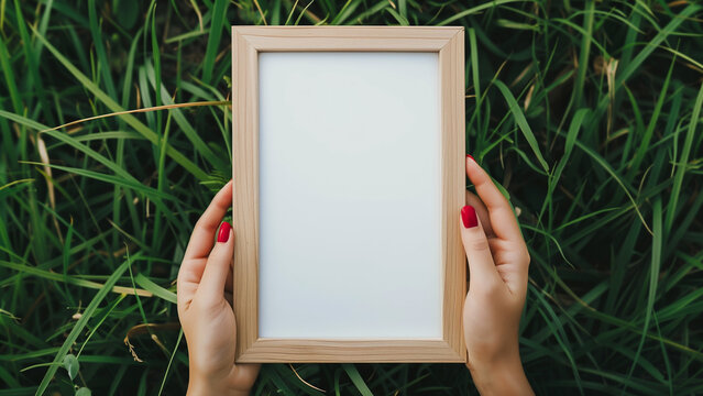 Woman’s Hands Holding Empty Frame