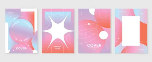 Tapeten Gradient abstract cover background vector set. Minimalist style cover template with geometric shapes, frame, colorful and liquid color. Modern wallpaper design perfect for social media, idol poster. © TWINS DESIGN STUDIO