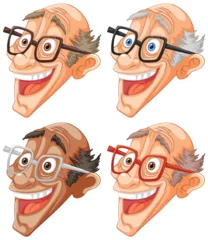 Zelfklevend Fotobehang Four cartoon faces showing different expressions. © GraphicsRF