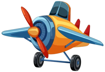 Rolgordijnen Brightly colored cartoon vector of a propeller plane © GraphicsRF