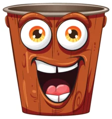 Foto op Plexiglas Cheerful wooden bucket with a lively face © GraphicsRF
