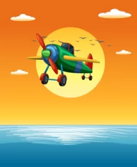 Crédence de cuisine en verre imprimé Enfants Colorful old-fashioned airplane soaring in the sky