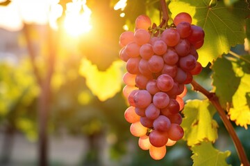 Grapes  image, Grapes on a branch in the garden at sunset, A branch with natural grapes against a...