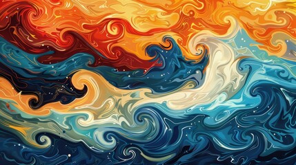 Abstract swirling fire and water pattern