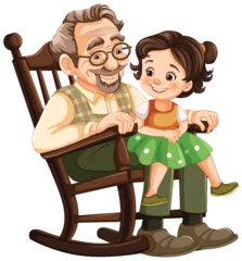 Keuken spatwand met foto Elderly man and young girl enjoying each other's company. © GraphicsRF
