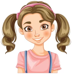 Zelfklevend Fotobehang Vector illustration of a smiling young girl © GraphicsRF