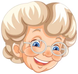 Schilderijen op glas Vector illustration of a smiling elderly woman. © GraphicsRF