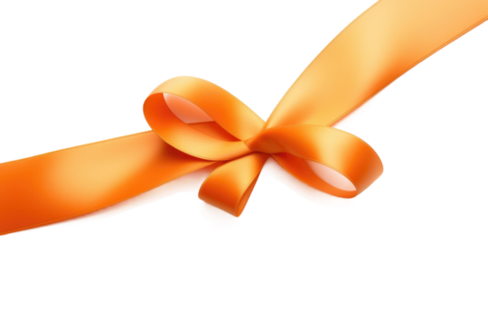Vibrant Orange Ribbon Dancing on a Clean White Canvas. On a Clear PNG or White Background.