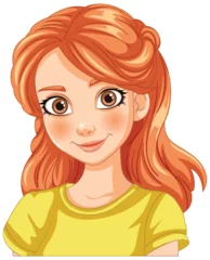 Foto op Canvas Illustration of a cheerful young girl with red hair © GraphicsRF