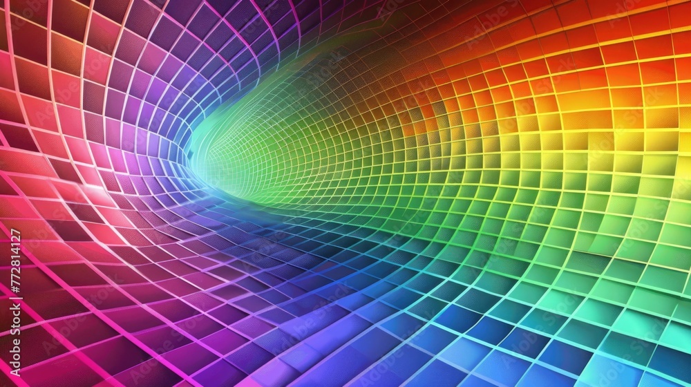 Poster abstract background in the form of a rainbow grid. ai generative.