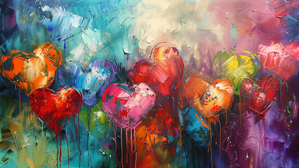 Heartfelt Colors: Abstract Art in Oil