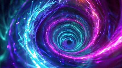 Abstract vortex tunnel with vibrant colors