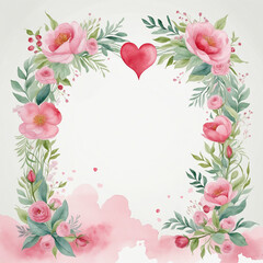 a romantic heart-shaped wedding arch in watercolor style isolated on a transparent background colorful background