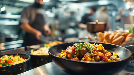 Chef preparing food in restaurant, meal, gourmet, man, freshness