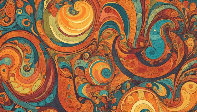 Abstract background of Psychedelic Swirls and Color colorful background