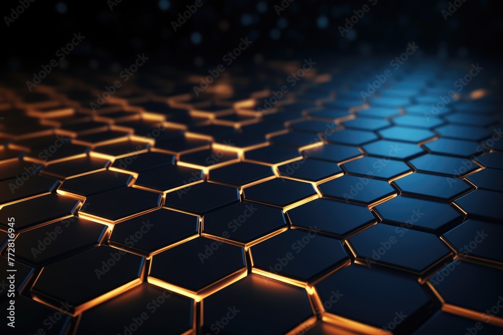 Poster hexagon background with glowing lines 3d rendering abstract hexagonal geometric ultrawide background