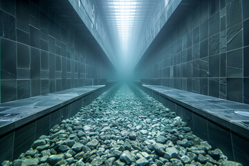 Swimming pool from underwater - obrazy, fototapety, plakaty