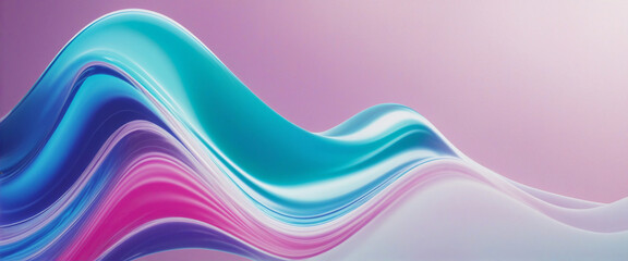 Glossy colored flowing smooth wave shape, 3d rendering colorful background