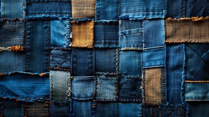 Fashionable denim textile background featuring jeans design.