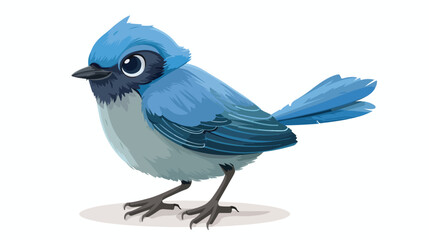 Cartoon Cute blue bird cartoon flat vector isolated o - obrazy, fototapety, plakaty