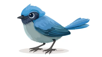 Foto op Canvas Cartoon Cute blue bird cartoon flat vector isolated o © RedFish