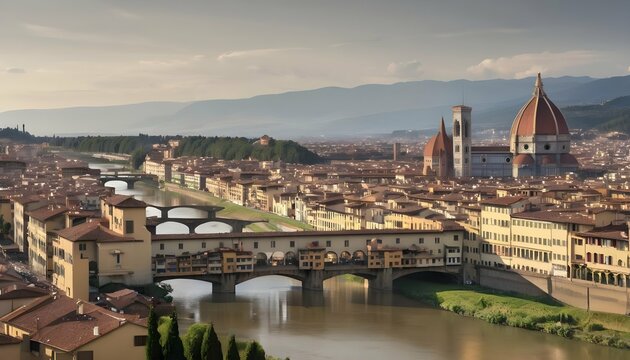A Panoramic View Of The City Of Florence Italy W