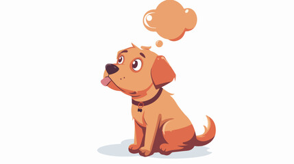 Cartoon dog with thought bubble flat vector isolated