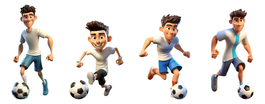 soccer player character set, 3d illustration design, generative ai
