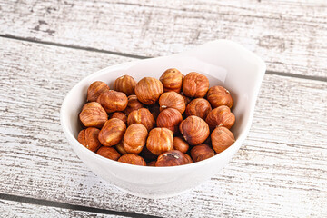 Heap of raw natural hazelnut