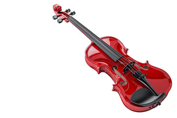 Red Violin on White Background