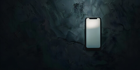 Smartphone com tela brilhante em um fundo escuro - obrazy, fototapety, plakaty
