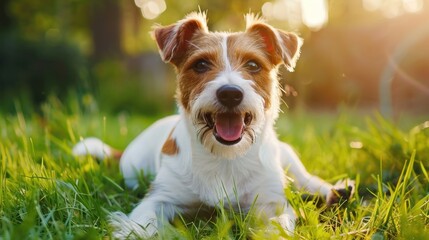 Sun-Kissed Jack Russell Terrier Reveling in Serene Greenery - Generative AI
