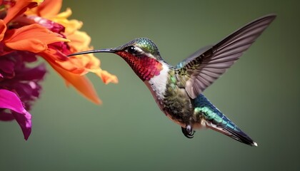hummingbird feeding on a flower